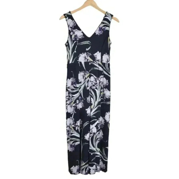 Club Monaco Floral Sohrab  Jumpsuit Blue Purple Size 4 - Picture 2 of 10